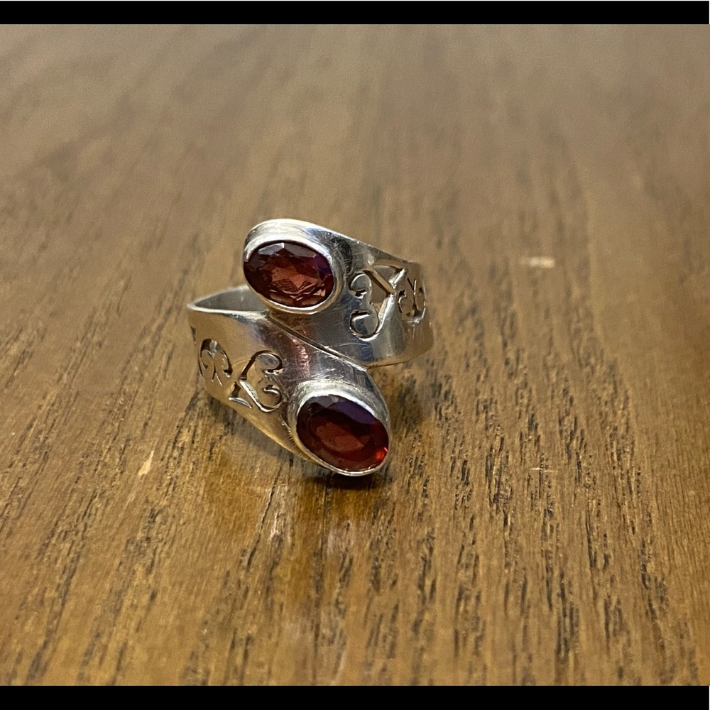 Sterling Silver and garnet ring